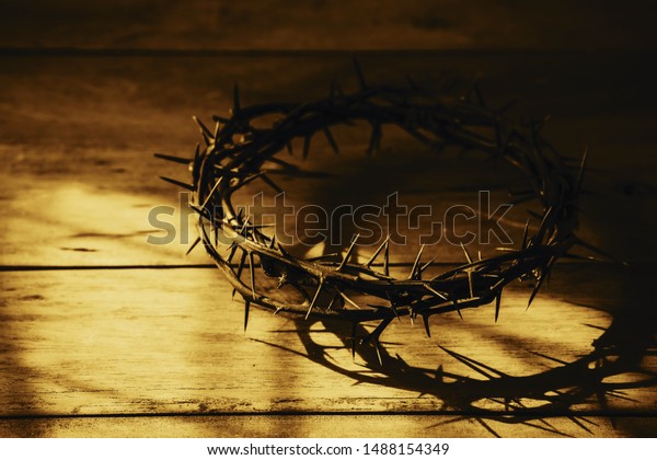 Selective Focus Crown Thorns Jesus Christ Stock Photo 1488154349 