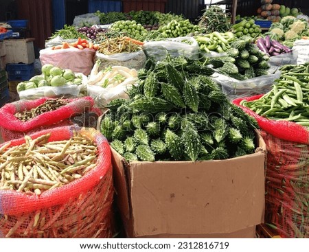 Selective focus of different varieties of vegetables in a local indian market