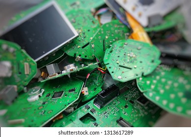 selective focus of Electronic waste of PCB circuit board.