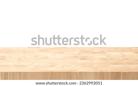 Selective focus.end grain wood table,counter top with clipping path.for design