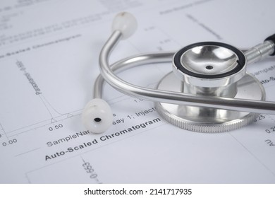 Selective Focus Image Of Stethoscope With Documents Serial Code. Selective Focus Image 