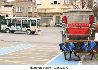 Selective Focus. Istanbul Turkey: 08.03.2021 Tiny Ancient History Arrived By Bus Instead Of The Car.