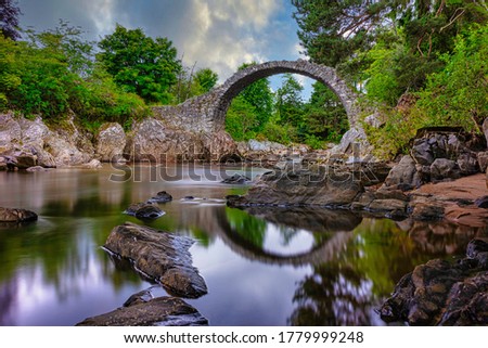 selective focus with long exposure of Carrbridge, Cairngorms, highlands, Scotland.