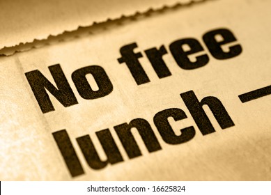 Selective Focus Macro Of No Free Lunch News Headline