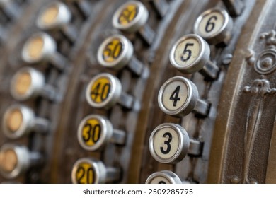 Selective focus, numbers, vintage cash register. - Powered by Shutterstock