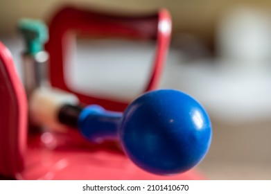 Selective Focus On Edge Of An Inflatable Balloon Attached To A Helium Canister.