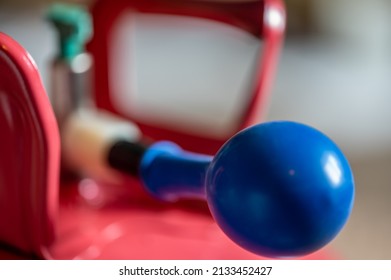 Selective Focus On Edge Of An Inflatable Balloon Attached To A Helium Canister.