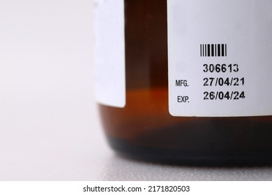 Selective Focus On Manufacturing Date And Expiry Date Indicator Aka Mfg And Exp Dates In The Bottle Product Label 