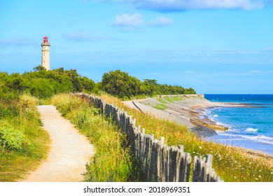Selective focus on an old Phare des Baleines Lighthouse Ile de Re, France