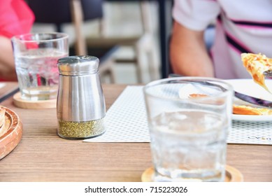 Selective Focus On Oregano Shaker In Restaurant