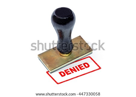Selective focus on wording. Rubber stamp for paperwork to accept, reject, to practice, not practice, permit, allow, cancel, confidential, temporary, copies and other establishments in business company