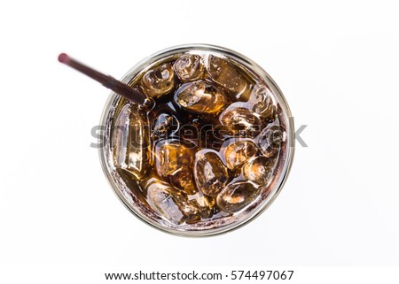 Selective focus point on Cola glass