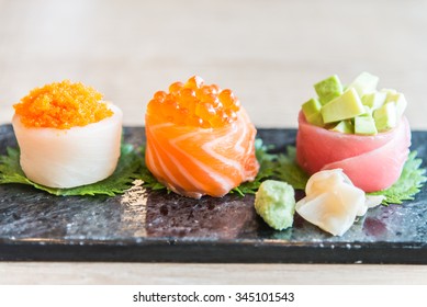 Selective Focus Point On Sushi Roll - Japanese Food Style