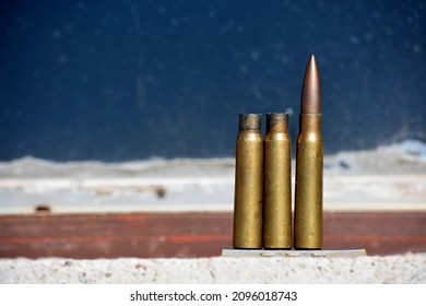A selective focus shot of bullets