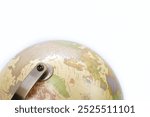 Selective focus, Top view globe on white background.  Learning, study and education concept.