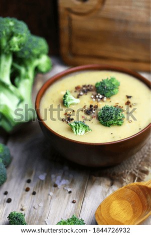 Similar – Image, Stock Photo Fresh Cream of Broccoli Soup