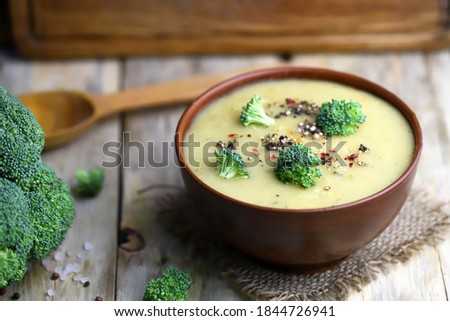 Similar – Image, Stock Photo Fresh Cream of Broccoli Soup