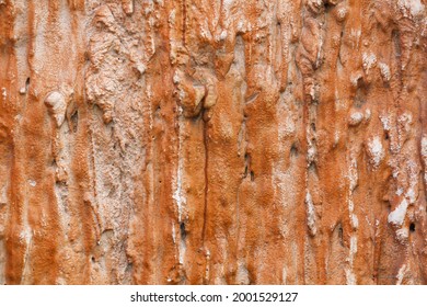 Selective Focus Papier-mâché Wall With Molten Lava Texture. Background