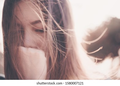 Selective Focus,Asian Woman Sitting Alone And Depressed,stop Abusing Domestic Violence, Health Anxiety.