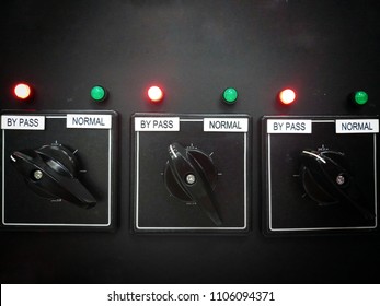Selector switch for bypass or normal with lamp show status ,black background 