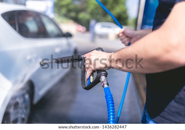 Self car
washing by using high pressure
water.
