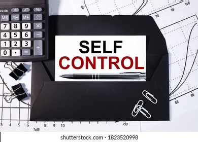 Self Control.text On White Paper On Black Envelope