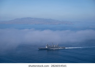 The Self Defense Test Ship  formerly USS Paul F. Foster (DD 964), cruises past the Channel Islands in Southern California on its way to refuel in San Diego on June 10. The SDTS is homeported at Naval Base Ventura County in Port Hueneme, where Naval Surface Warfare Center, Port Hueneme Division operates it as a test platform for 