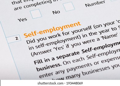 Self Employed Word On A Tax Form