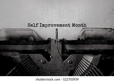 Self Improvement Month Typed Words On A Vintage Typewriter