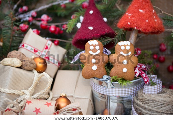 Self Made Christmas Decorations Gingerbread Men Stock Photo Edit