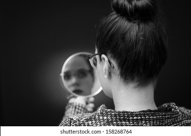 self reflection woman in mirror