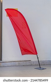 Self Standing Advertisement Tear Drop Red Flag Pole