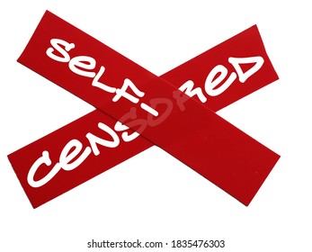 Self-censored with a red tape