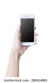 Selfie With Mobile Smart Phone Isolated On White Background