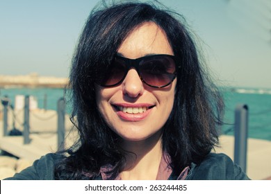 Selfie Portrait Of Beautiful 35 Years Old Woman