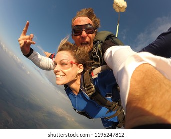 Selfie Tandem Skydiving With Pretty Woman