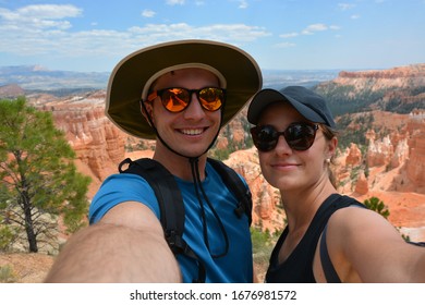 Selfie Of A Tourist Couple In The Bryce Canyon