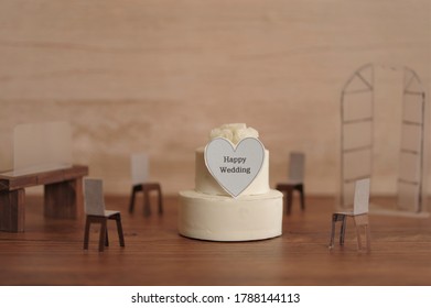 Self-made Miniature Wedding Cake And Message 