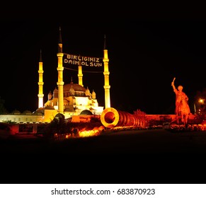 Selimiye Mosque At Night. Edirne, Turkey