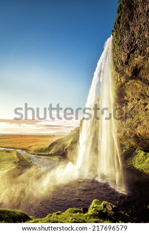 Similar – Waterfall in Iceland in cloudy weather