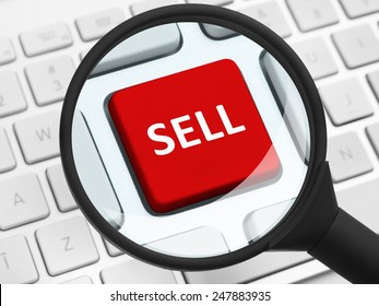 Sell button under the magnifying glass