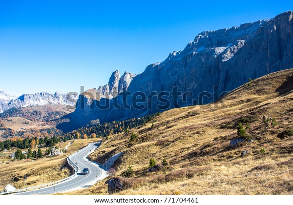 The Sella Pass is a mountain pass running around\
the Sella Mountain Group. This mountain group is located centrally\
in the Dolomites or Dolomiti, the Southern Limestone Alps in\
Northern Italy.