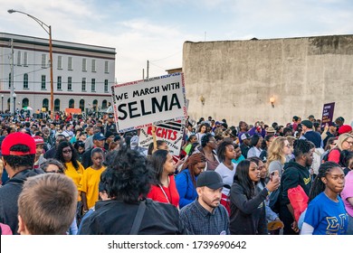 SELMA, ALABAMA / USA - March 1, 2020: Scenes from the march to commemorate Bloody Sunday, 55 years later.