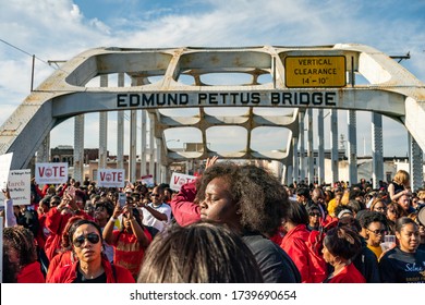 SELMA, ALABAMA / USA - March 1, 2020: Scenes from the march to commemorate Bloody Sunday, 55 years later.
