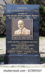 SELMA, AL-AUGUST, 2015:  Monument honoring John Lewis, politician and civil rights leader, who marched in the "Bloody Sunday" March with Martin Luther King back in 1965.