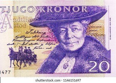 Selma Lagerlof (1858–1940). Portrait From Sweden 20 Kronor 2006 Banknotes.