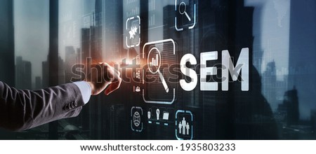 SEM Search Engine Optimization Marketing Ranking Traffic Website Technology Communication Concept