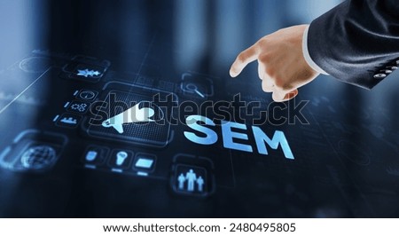 SEM Search Engine Optimization Marketing Ranking Traffic Website Technology Communication Concept