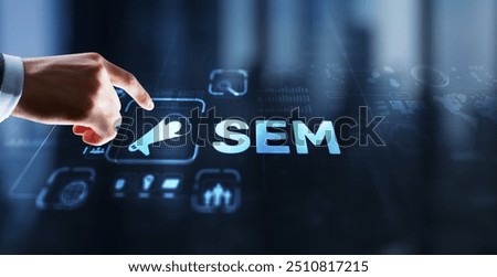 SEM Search Engine Optimization Marketing Ranking Traffic Website Technology Communication Concept