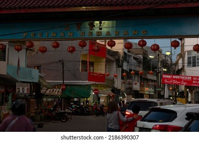 Semarang, Central Java, Indonesia - July 3, 2022: Pecinan Town Night Market, A Famous Traditional Culinary.